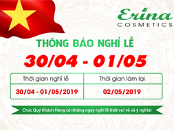 THÔNG BÁO LỊCH NGHỈ LỄ 30/4-1/5/2019